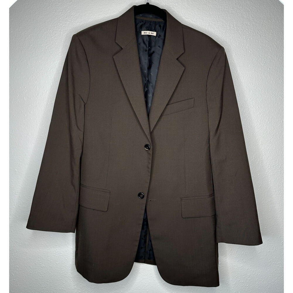 Marni Rich Chocolate Brown Two Button Notched Collar Wool Blazer Jacket 44